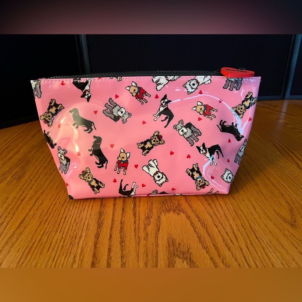 Marc Tetro Pink Dog Print Vinyl Makeup Bag